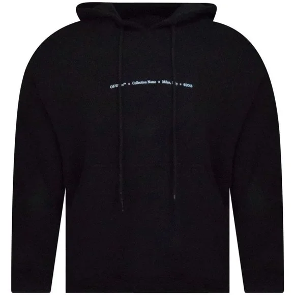 Brand New Authentic Off-White Marker Skate Hooded Sweatshirt Black/Blue Size XL